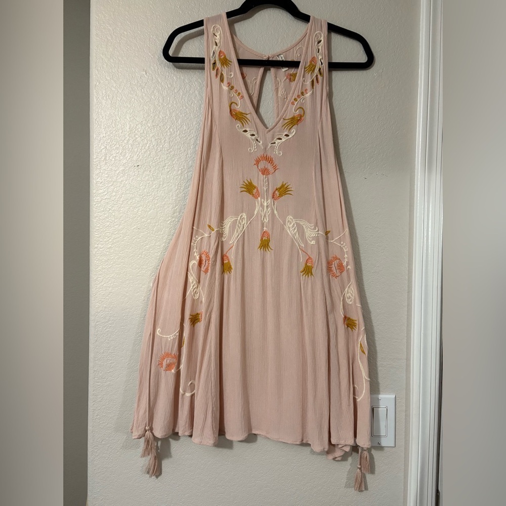 Free People Adelaide embroidered festival dress. Light, flowy tank dress. - Picture 4 of 13